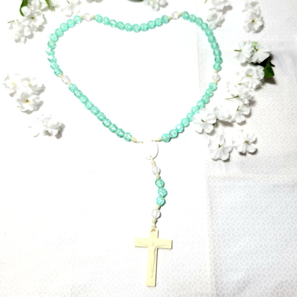 ✝️Seafoam Green Everyday Catholic Praying Rosary Beads Rosaries Necklace Holy Re